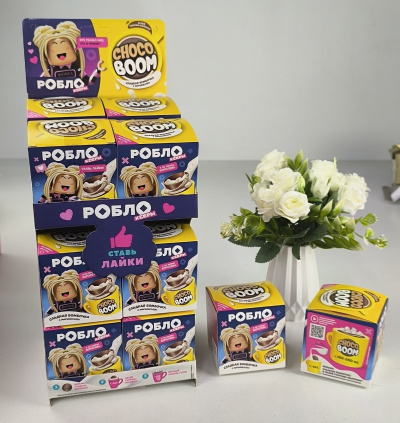 РОБЛОКСЕРЫ KVINKA CHOCO BOOM Шар из молочн. шоколад.глазури в коробочке 12шт/уп 28г. УТ70112 