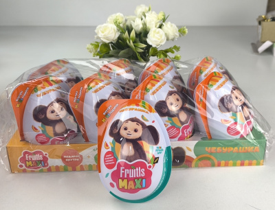 ЧЕБУРАШКА FRUITLS MAXI Карамель в пласт. Яйце+игрушка 6шт/уп, 11г. УТ58865