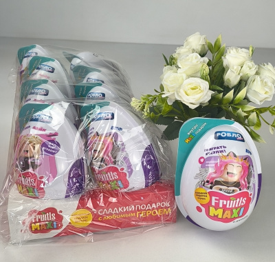 РОБЛОКСЕРЫ KVINKA,ЖЕНЯША,КОРЖИК,FIL1KTOP,БАБКА ШОУ FRUITLS MAXI Карамель в пл.яйце+под-к 6шт/уп,11г