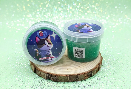 Слайм &amp;quot;Хоматойс&amp;quot; с зелеными блестками 90гр. HT001538