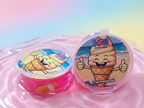 Слайм &amp;quot;Хоматойс&amp;quot; десерт малиновый с игрушкой 50гр. HT512410