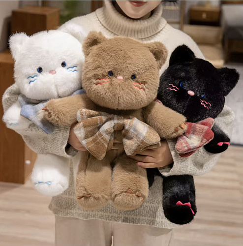 -Кот с клетчатым бантом 45см TT3102-45