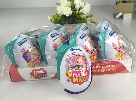 РОБЛОКСЕРЫ KVINKA,ЖЕНЯША,КОРЖИК,FIL1KTOP,БАБКА ШОУ FRUITLS MAXI Карамель в пл.яйце+под-к 6шт/уп,11г