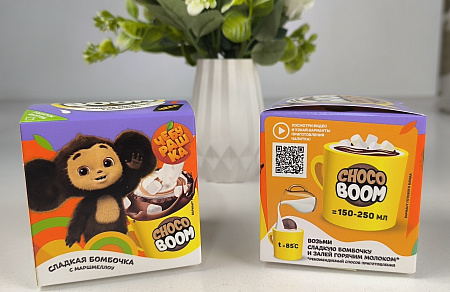 ЧЕБУРАШКА CHOCO BOOM Шар из молочн. Шоколадн. глазури с маршмеллоу в короб. 6шт/уп, 28г. УТ79935