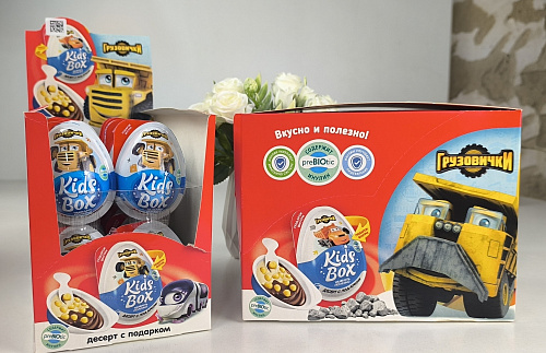 ГРУЗОВИЧКИ KIDS BOX Десерт с подарком 12шт/уп, 20г. УТ82371