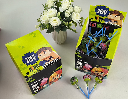 КРАФТЕРЫ ТУМКА, ЮНИ, ВЛАДУС И ЛЕНЯ JUICY JOY Карамель на палочке 12шт/уп, 17г. УТ77609