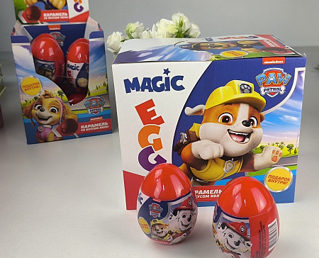 ЩЕНЯЧИЙ ПАТРУЛЬ MAGIC EGG Карамель на палочке в пласт. яйце с подарком 12шт/уп, 10г. УТ73703