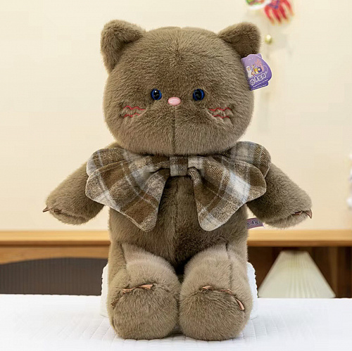 -Кот с клетчатым бантом 45см TT3102-45